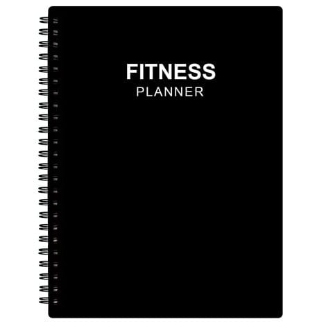 Health & Fitness Logbook – A5 Exercise Planner for both genders to monitor progress, black cover, 14.8 x 21cm.