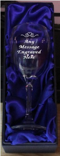 [Custom] WINE GLASS GOBLET IN SILK LINED GIFT BOX. WINE12 ENGRAVED PERSONALISED