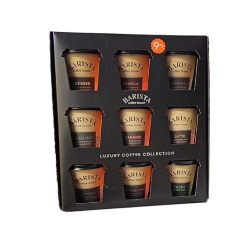 Coffee Lover’s Mini Gift Box – Assorted Flavoured Beans & Travel Cups with a Thank You Sticker. Perfect Christmas Gift.