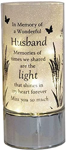 Graveside Tube Light Memorial Plaque Ornament - Battery Operated Grave Decoration, Thinking of you/Remembrance Gift in Loving Memory of your Special Deceased Ones (Husband)