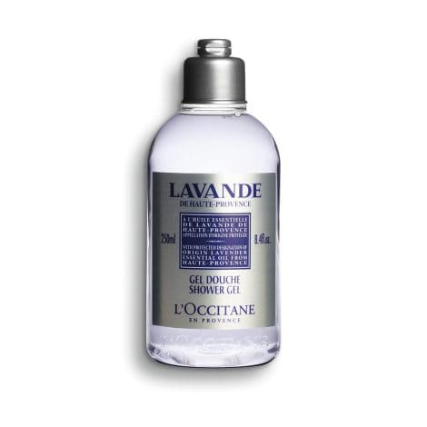 L’Occitane Lavender Shower Gel, a soothing 250ml body wash, perfect for a relaxing shower experience.