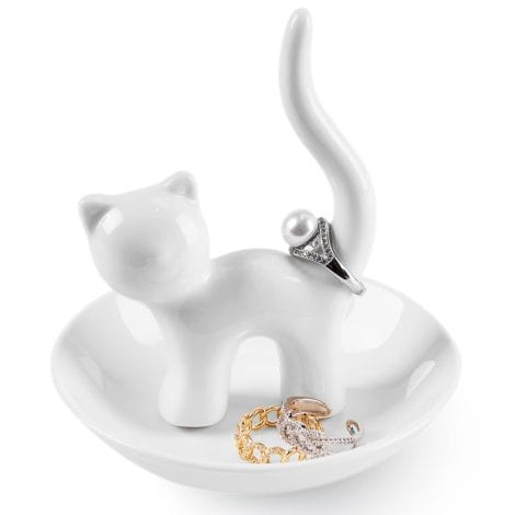 Gifts for cat lovers: Aspegiffu’s trinket dish, a cat-themed ring holder, perfect for cat mums, girls, and women. Ideal for birthdays and holidays.