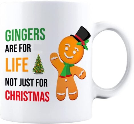 Funny Christmas Mug “Gingers – Not Just for Christmas” is a great gift idea for men and women.