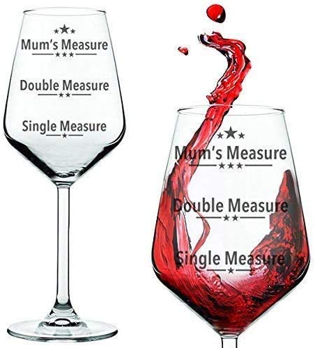 FLOW Barware Humorous Mum’s Measure Wine Glass | 350ml Amusing Novelty Wine Glass | Wine Lover’s Gift