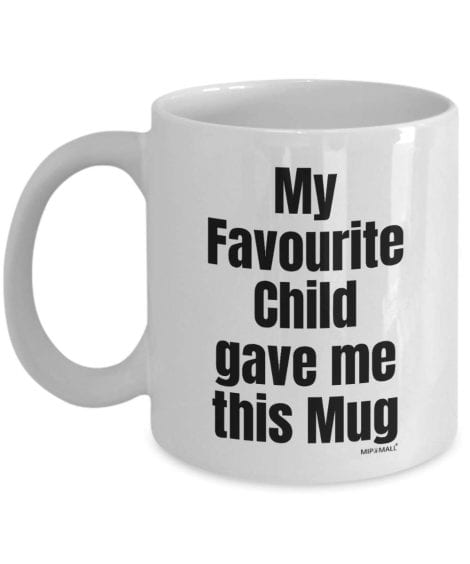 WM3902 – My Favourite Kid Mug: Hilarious gift for Mum and Dad from Daughter, Son, Dog or Cat. Suitable for birthdays, Mother’s and Father’s Day.