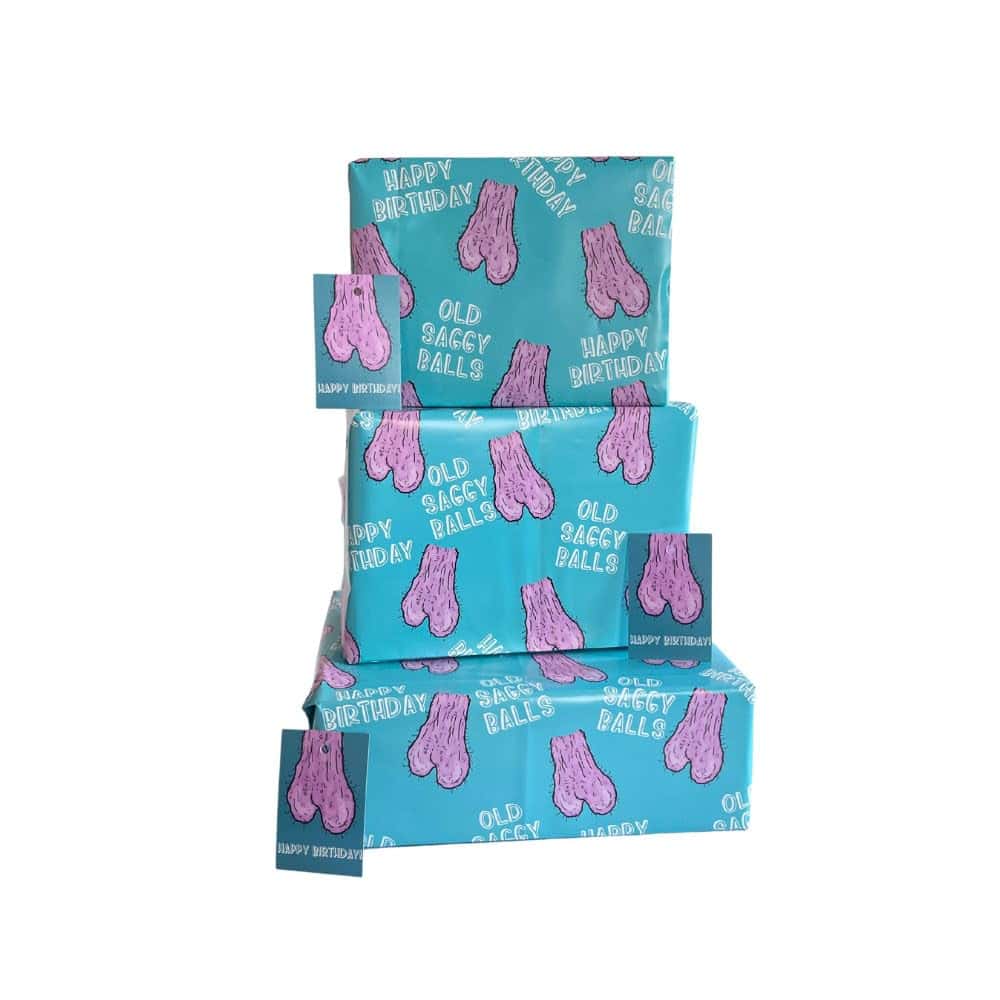 Funny Birthday Gift Wrapping Paper for Men Rude Theme 6 Sheets +6 Gift Tags. Also Perfect for Anniversary & Valentine's Day