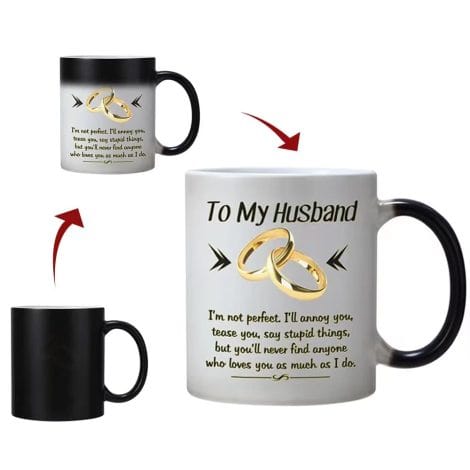 Funny Color Changing Mug: The Perfect Gift for Your Husband from His Wife, 11-OZ Ceramic Cup. Ideal for Christmas, Valentine’s Day, Birthdays, and Anniversaries.