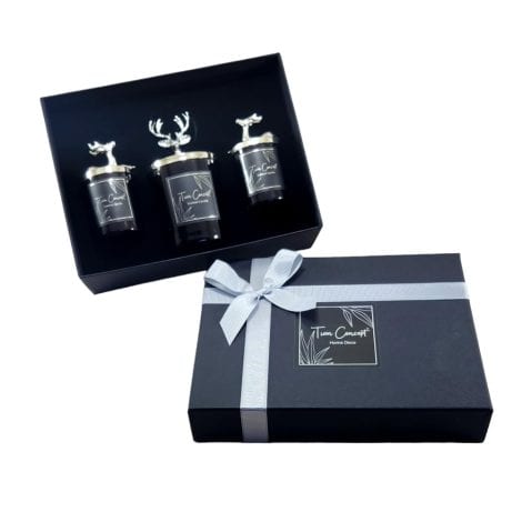 Elegant Candle Gift Set: Trio of Lavish Vanilla Scented Candles, Silver Details, Ideal for Her, Divine Fragrance, Gorgeous Collection.