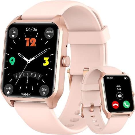 Women’s Smart Watches: Call, Monitor Health, 1.8″ Fitness Tracker with Multiple Sport Modes. iPhone/Android-compatible Gift. Waterproof.