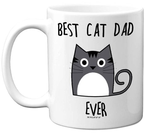 Funny and cute 11oz Christmas mug for the Best Cat Dad, perfect for lovers of cars too.