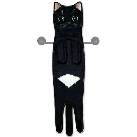 Black Cat Hand Towels: Humorous gifts for cat lovers, perfect for kitchens and bathrooms, ideal housewarming decorations.