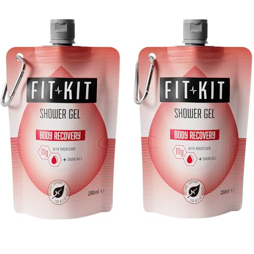 Fit Kit Body Recovery Sports Shower Gel - Mens & Women Body Wash for Post Exercise - With Magnesium & Sauna Oils Relaxing The Body, Preventing Muscle Cramps and Replenishing Energy Levels - 200ml x 2