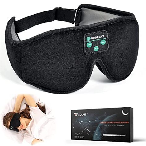 Boodlab 3D Bluetooth Sleep Mask: Comfy headphones with a washable sleep mask for peaceful sleep and travel. Ideal gift!