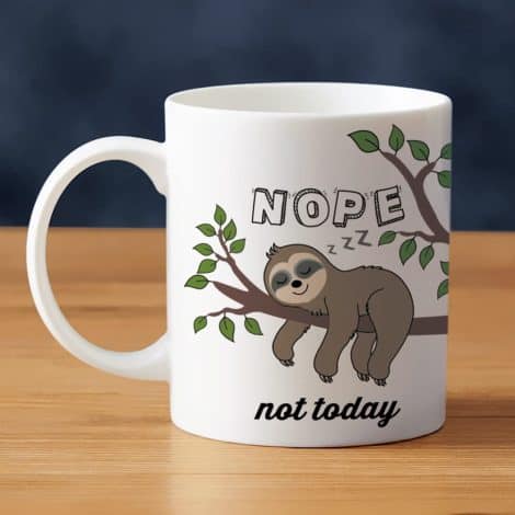 LOZACHE Delightful Sloth Presents Not Today Comedy Mug Enjoyable Tea Cup 11oz, Lovely Gift for All.