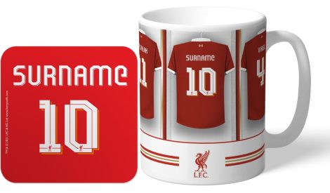 Liverpool FC Personalised Dressing Room Shirt Mug & Coaster Set – Officially Licensed, Perfect for Reds Fans!