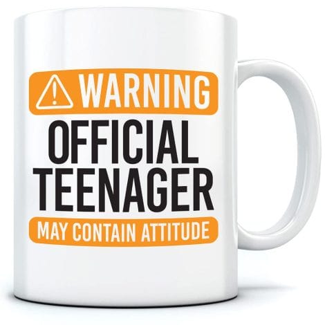 Caution Official Teenager Might Have Attitude – Mug for Hot Drinks – Teen 13th Birthday Gift.