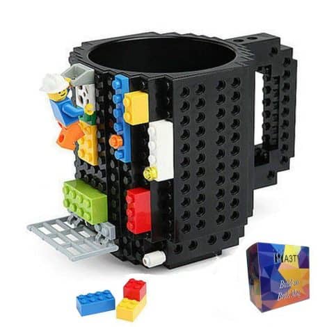 Funny Cup with Build-On Brick Design, Perfect Xmas Gift for Kids, Women, Men – 3 Bags Included.