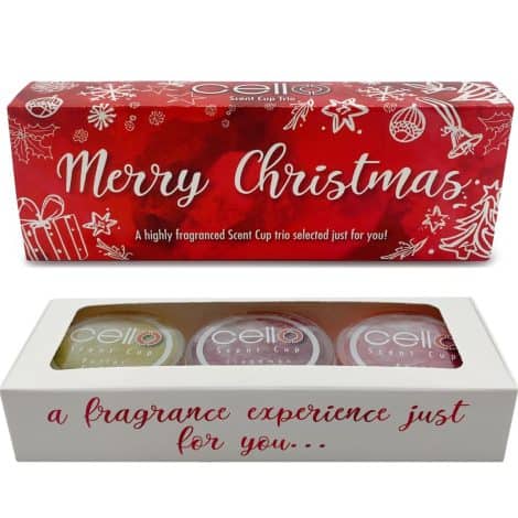 Christmas Trio Scented Candle Set: 3 delightful tealight candles, offering a variety of aromatic scents. Perfect gift for her.