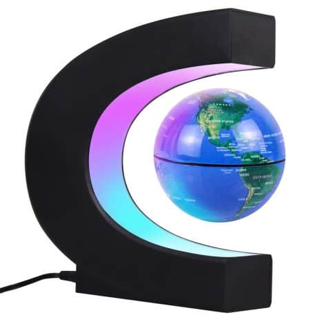 Blue Magnetic Levitating Globe with LED Light – A Cool Tech Gift for Home and Office.