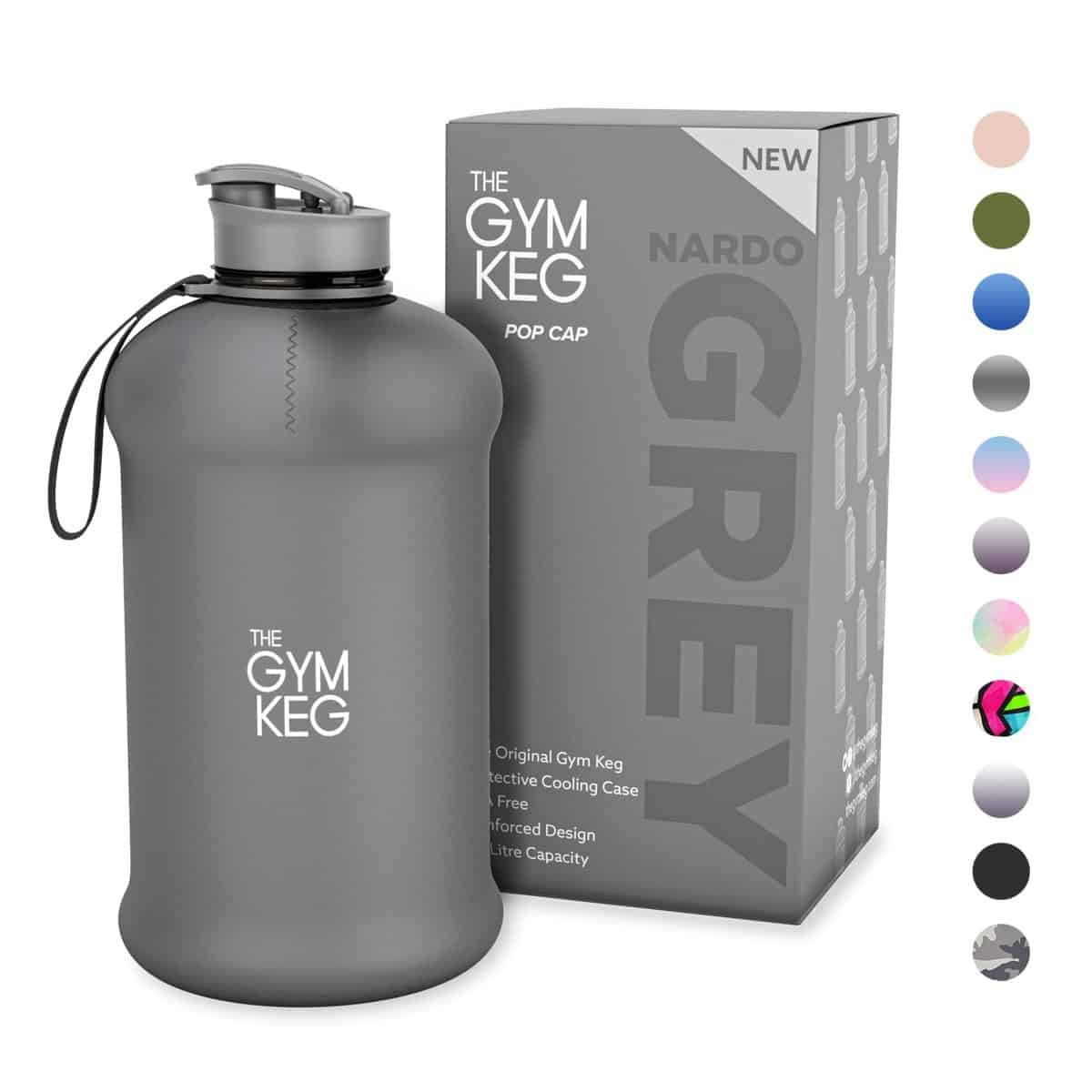 The Gym Keg Official Sports 2L Water Bottle (2.2 L) Insulated Sleeve | Carry Handle | Fitness, Exercise, Large Gym 2 litre Water Bottle | Ecofriendly, BPA Free, 40% Thicker Plastic