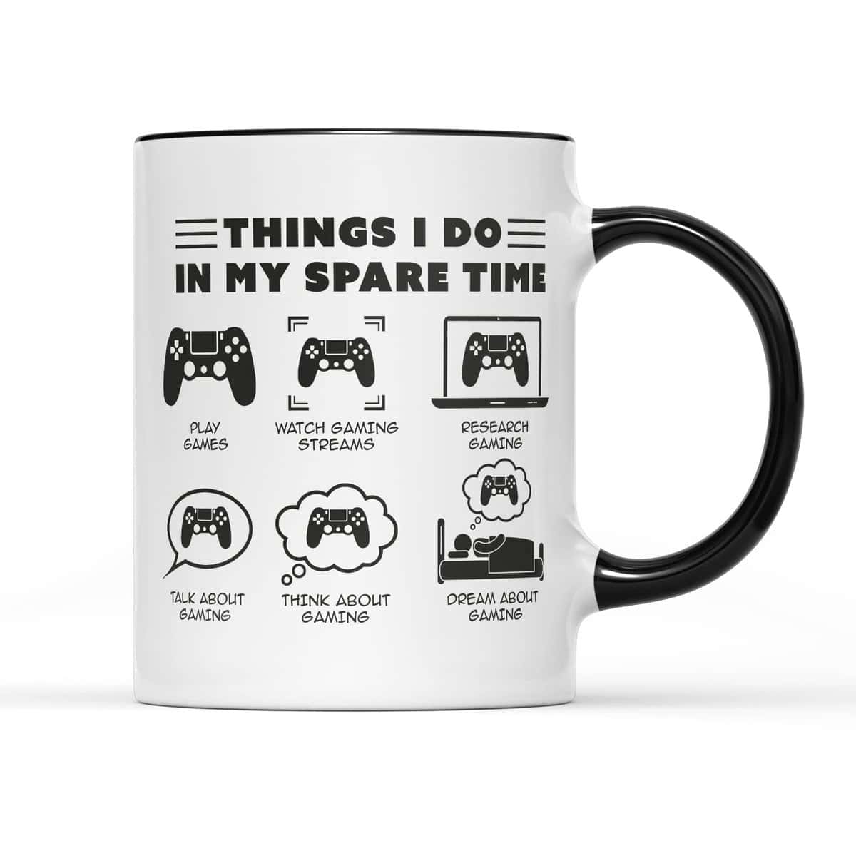 SMARTYPANTS in My Spare Time Gamer Mug - Boys Men Gamer Gaming Gifts Present Idea Teenager Teen Nerdy Video Game Controller Gadget Birthday Christmas Ceramic Tea Coffee Cup (Black Handle Prime)