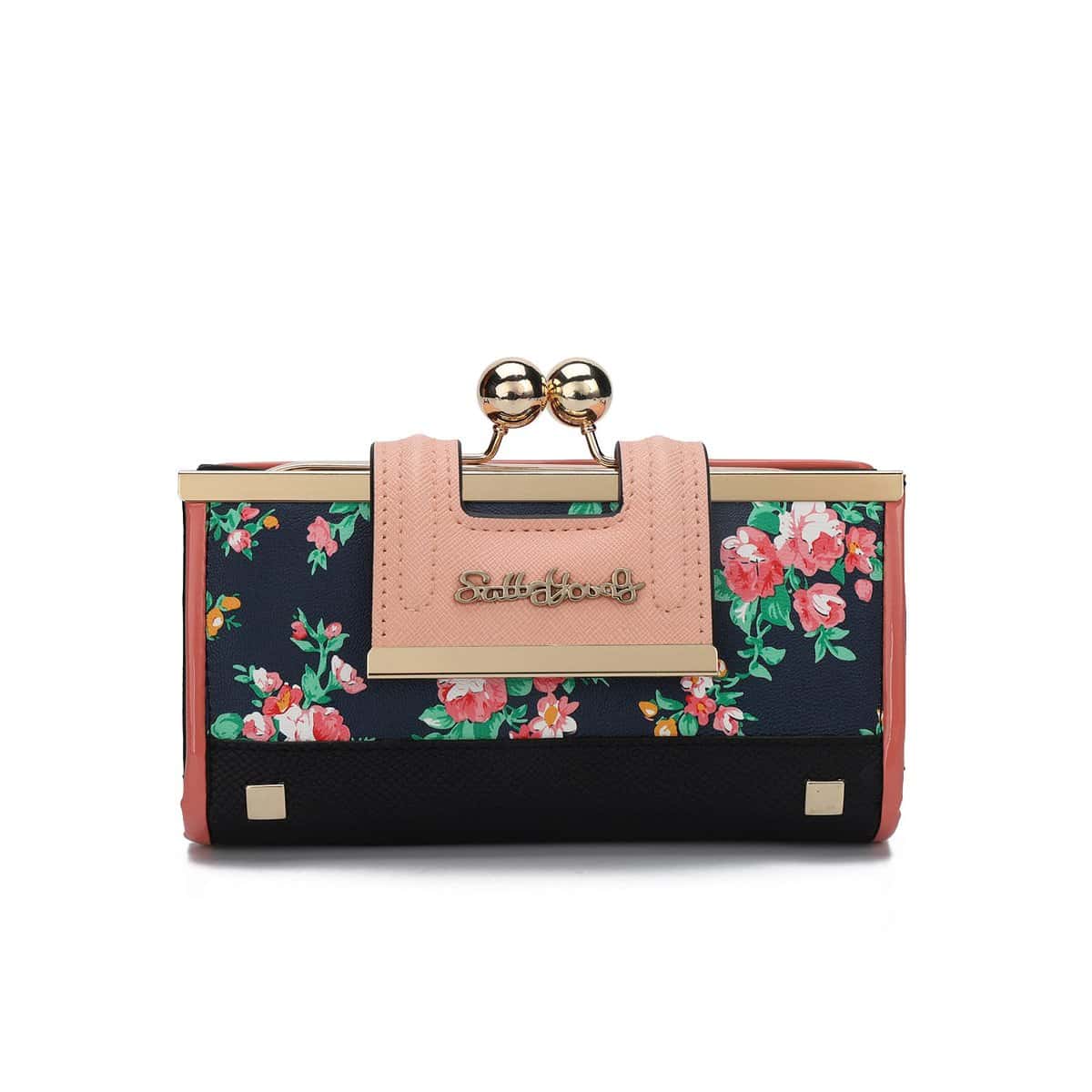 Gladdon Lady Women Retro Purses Floral Butterfly Pattern Buckle Wallets Card Holder Bag Gifts