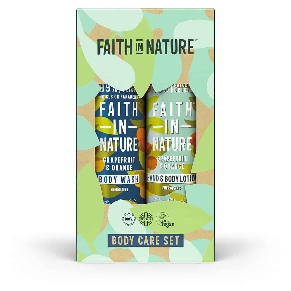 Faith In Nature Natural Grapefruit & Orange Body Care Gift Set, Vegan & Cruelty Free, No SLS or Parabens, 2 x 400ml