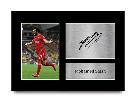 Liverpool FC Mohamed Salah Signed Print – Perfect gift for fans of the Egyptian football sensation.