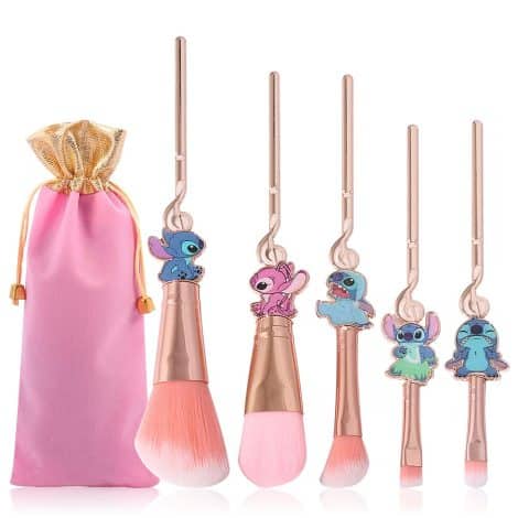 Stitch-themed makeup brushes, perfect for a cute and portable addition to your cosmetic collection. Ideal for women and girls.