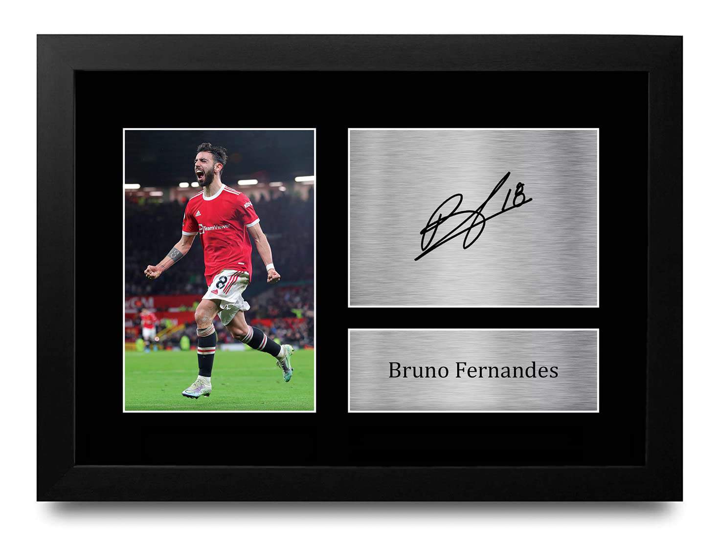 HWC Trading BLK FR Bruno Fernandes Gifts Printed Signed Autograph Picture for Fans and Supporters - A4 Framed