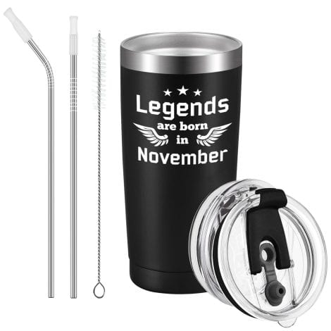 “November Legends” Stainless Steel Wine Tumbler – Funny, unique gift for men who have it all, ideal for birthdays and Christmas.