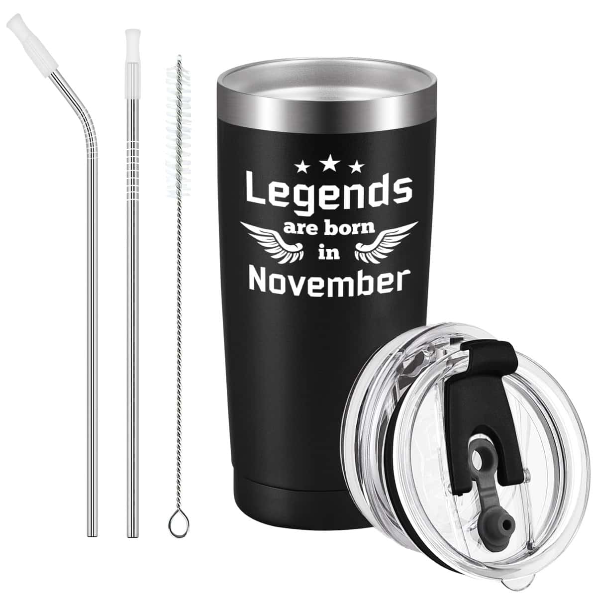 Livole Birthday Christmas Gifts for Men, Him, Dad, Uncle, Grandad, Friends, Funny Gifts for Men Who Have Everything, Legends are Born in November, Coffee Cup, 20oz 600ml Stainless Steel Wine Tumbler