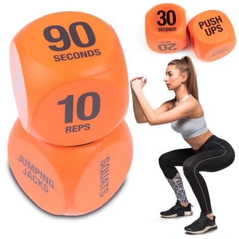 VOXXU 2-pack Fitness Dice for Cardio, HIIT & Exercise Classes – Enjoyable fitness game with convenient portability. Enhance your home and gym workouts with exciting routines.