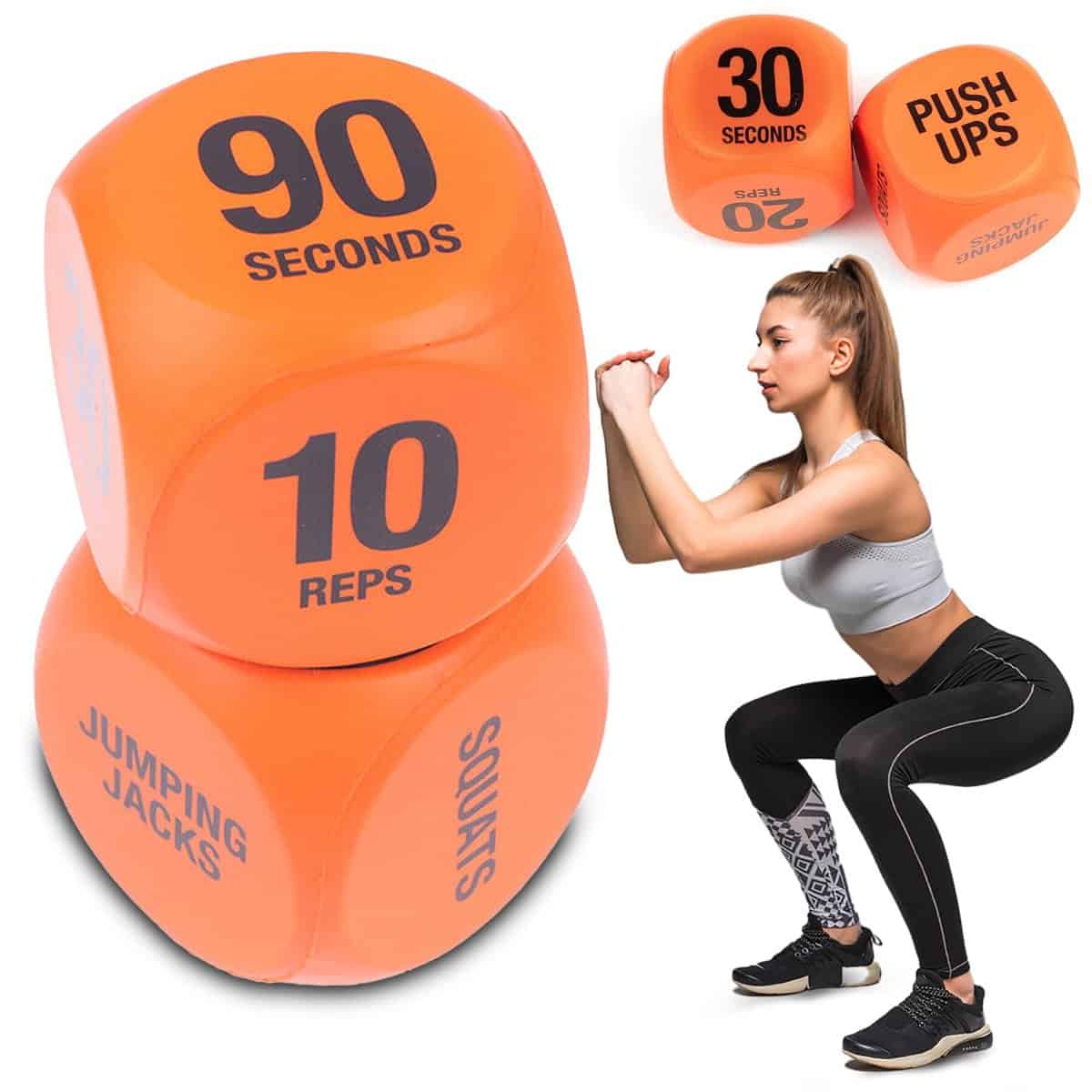 VOXXU 2pk Fitness Exercise Dice for Cardio, HIIT & Exercise Classes – Fun Fitness Dice | Convenient & Portable Gym Accessories | Whole Body raining Routine for Home & Gym | Fun and Dynamic Workouts