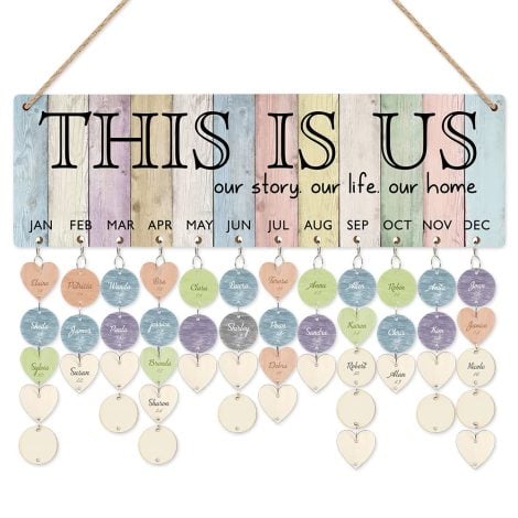 This Is Us Family Birthday Reminder Calendar – a DIY wooden plaque to track loved ones’ special days.