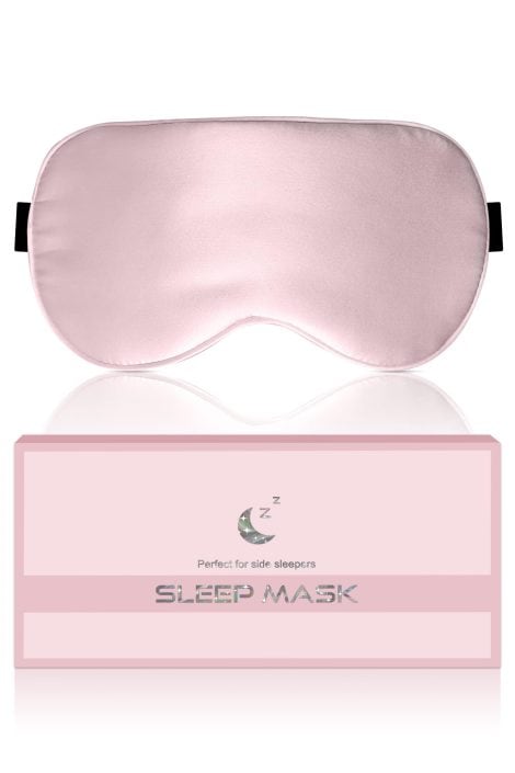 Luxurious 100% Pure Silk Eye Mask in Pink, With Adjustable Headband, Ideal Gift for All Genders.