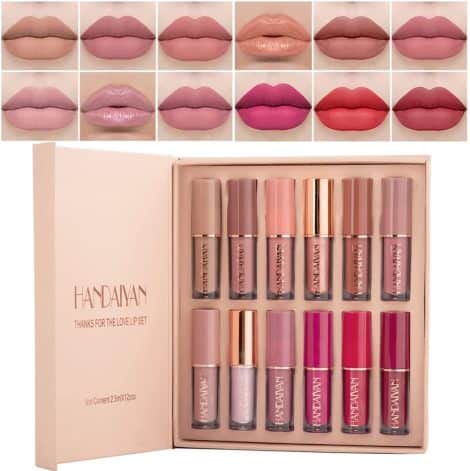 Velvet Matte 12 Shades Liquid Lipstick Set – Long-lasting, Waterproof, and Non-Stick. Perfect Gift for Women!