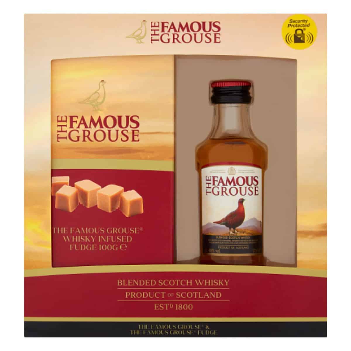 Whisky Gift Set - The Famous Grouse & Fudge Gift Set - 1x 5cl The Famous Grouse Scotch Whisky - Christmas Whiskey Gift Sets for Men