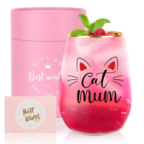 TuDou Cat Mum Wine Glass – Perfect Birthday or Christmas Gift for Women, Friends, Sisters, and Wife.