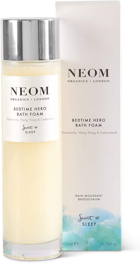 NEOM – Calming Botanical Bath Foam with Chamomile, Ylang Ylang & Cedar Wood. Perfect for a peaceful sleep. Vegan & Cruelty Free.