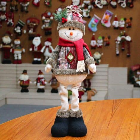 Festive Plush Christmas Characters for Home or Office Decorations – Santa, Snowman, and Reindeer Dolls, 48x18CM.