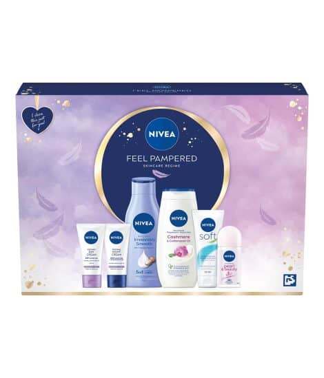 NIVEA Indulge and Nourish Skincare Gift Set for women, including Shower Cream, Anti-Perspirant, and moisturizing creams.