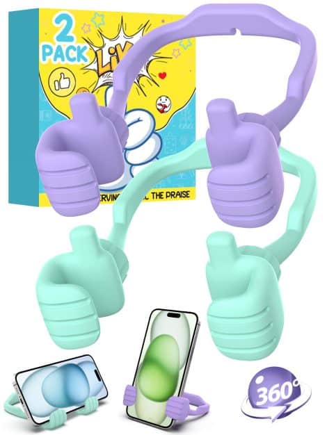 Hilarious Teenage Girl Gifts – 2 Pack Fun Lazy Phone Stands, Perfect Stocking Fillers for Xmas.