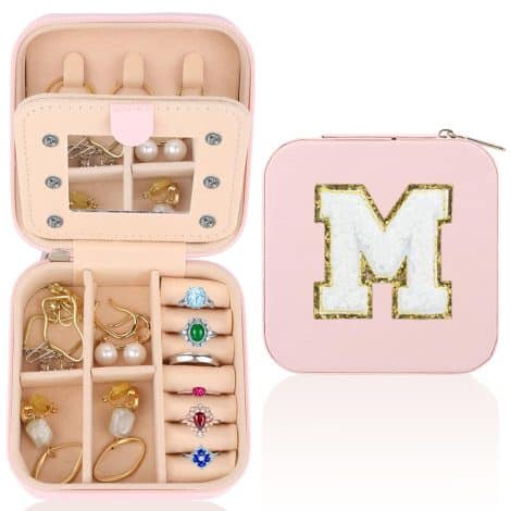 Compact Travel Jewellery Case with Mirror – Perfect Birthday or Valentine’s Day Gift for Women, Mothers or Loved Ones.