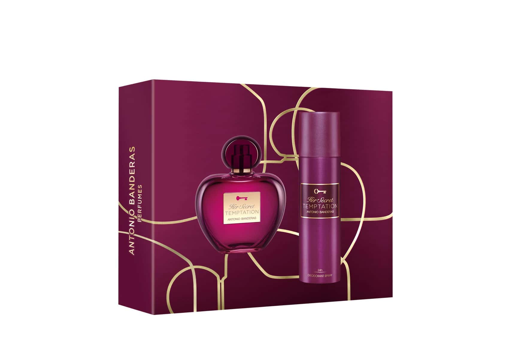 Antonio Banderas Perfumes - Her Secret Temptation Gift Set EDT 80 ml + Deodorant 150 ml - Romantic, Charming and Femenine Fragance - Oriental and Sweet Notes - Ideal for Day Wear