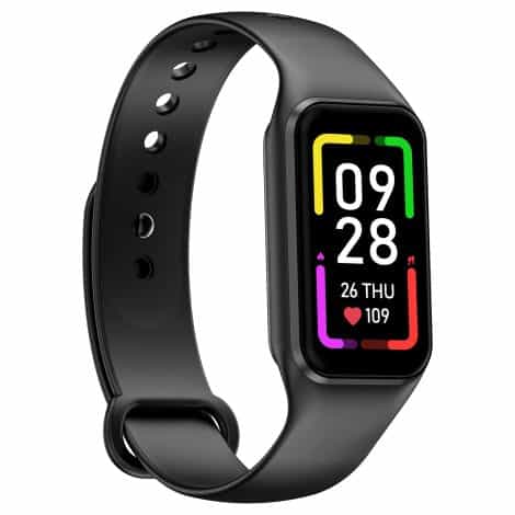 Blackview Smart Watch: Stylish fitness tracker for men and women, monitors heart rate, sleep, and sports activities. Also weather alerts. iOS and Android compatible.