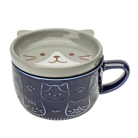 Phitihui Adorable Cat Mug with Lid and Saucer Set, Perfect for Birthdays, Graduations, or as Gifts for Women, Men, or Friends.