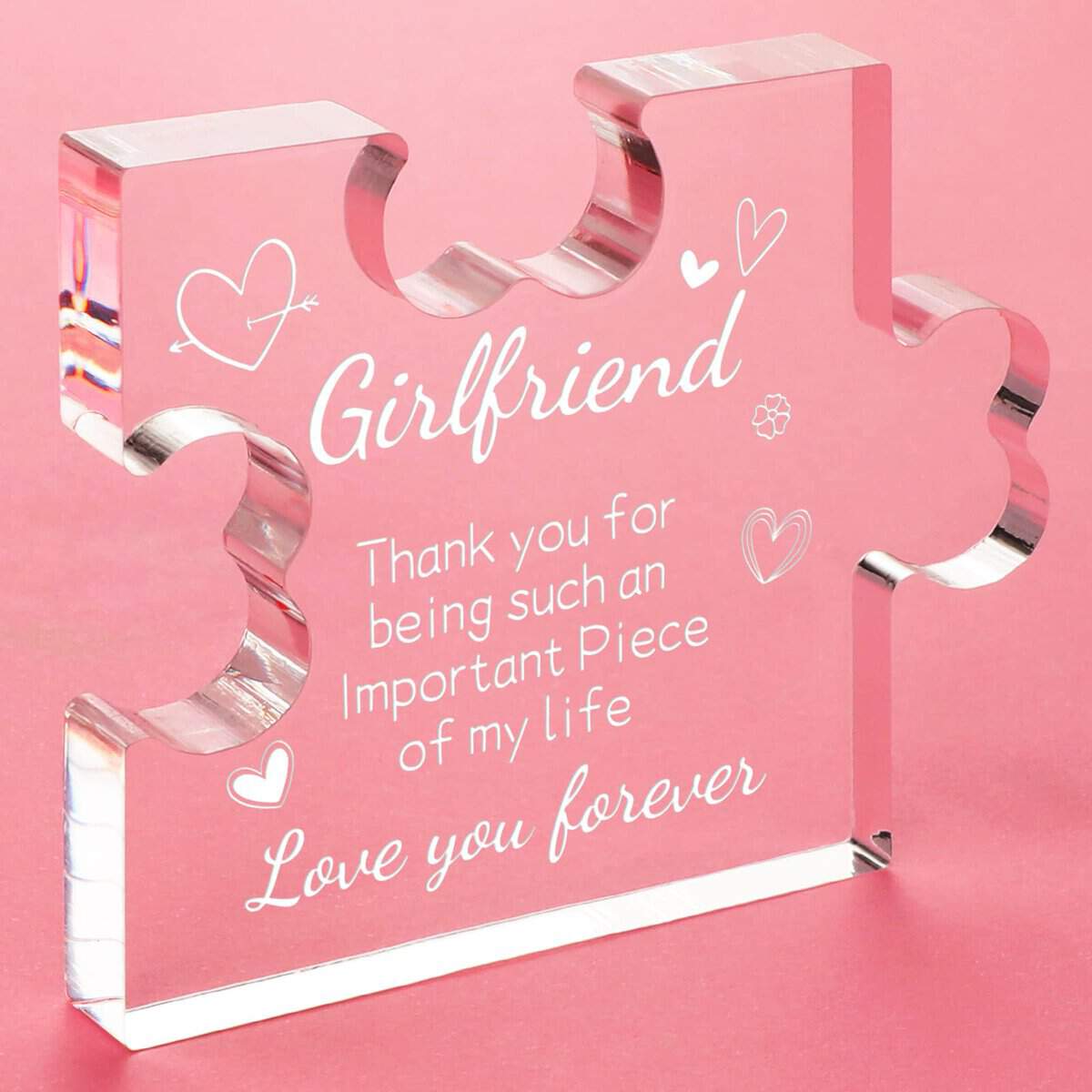 Funnli Gifts for Her, Engraved Acrylic Block Puzzle Girlfriend Gifts, 3.35 x 2.76 Inch Table Decoration Present for Birthday, Christmas, Anniversary, Valentines Gifts for Her Girlfriend