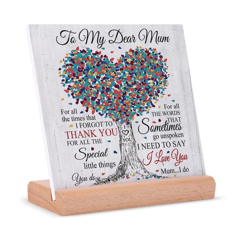 Mum Christmas Birthday Gifts, Desk Decor Sign Gifts for Mum, Birthday Gifts for Mum from Daughter Son, Acrylic Plaque Presents for Mum, Christmas for Best Mum