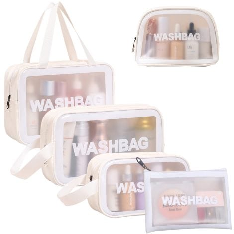 5 pieces of transparent bags for toiletries and makeup, perfect for travel and organized storage. Suitable for everyone.